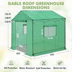 EAGLE PEAK 8x8 Portable Pop Up Greenhouse, Patented Center Lock Easy One Person Setup, Walk-in Outdoor Greenhouse with Gable Roof, Weight Bags, Zippered Doors & Windows, Green