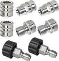 Pressure Washer Quick Connect Kit, Stainless Steel Quick Disconnect Kit, M22 Metric Male Thread Quick Connector, M22 14mm Swivel to 3/8" Quick Connect, 3/4" to Quick Release, 8 Pack