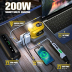 200W Power Inverter Compatible with DeWalt 20V Battery, Ecarke Real 200W DC 20V to AC 110V Battery Inverter, Portable Power Station Generator, Charger Adapter Powered Outlet 2 USB Ports &Type-C&AC