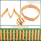 Mini Fairy Garden Fence, 35.5x2 Inch Cuttable Small Wood Picket Fence, DIY Miniature Accessories Decoration for Dollhouse, Crafts, Vegetable Platter, Cake(Orange)