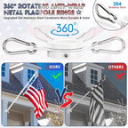 REERON Flag Pole for Outside House Porch Wall Mount, 7 FT 1" No Tangle Stainless Steel Spinning Flagpole Kit with 360° Metal Flag Pole Rings Clips & 2-Position Holder for 3x5' 4x6' American Flags