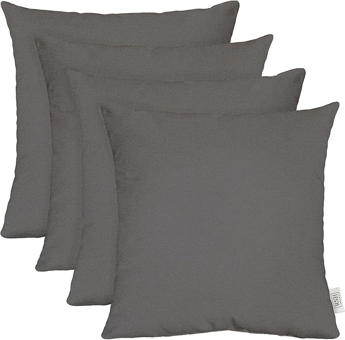 RSH DECOR: Sunbrella Square Throw Pillows Set of 4 | 24" x 24" | Water and Fade-Resistant Performance Fabric | Outdoor Pillow Covers with Down-Alternative Inserts | Made in USA (Cast Charcoal Grey)