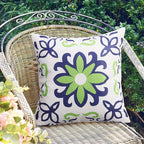 Pyonic Set of 4 Outdoor Pillow Covers 18x18 Waterproof Decorative Throw Pillow Covers Floral Printed Farmhouse Boho Pillowcase for Patio Funiture Garden Navy Blue