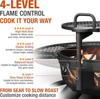 47 Inch Heavy Duty Steel Fire Pit with Grill, Large Outdoor Fire Pits for Outside Wood Burning, BBQ