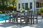 5 Piece HDPE Outdoor Dining Set for 4 Patio Dining Furniture Set with Umberlla Hole, Weather Resistent Outdoor Table and Chairs for Garden, Poolside, Backyard, Deck, Grey