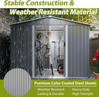 8x6 FT Outdoor Tool Storage Shed with Metal Foundation & Lockable Doors, All Weather Metal Sheds for Garden, Patio, Backyard, Lawn, Gray
