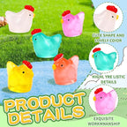 120pcs Luminous Mini Chicken Figurines 8 Colors Glow in The Dark Tiny Small Little Resin Chicken to Hide Miniature Resin Animals for Fairy Garden Party Potted DIY Dollhouse Micro Landscape Home Decor