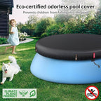 QH.HOME 6ft Round Inflatable Pool Cover for Above Ground Pools, Stock Tank Cover Protector with Attachment, One Piece Tear Resistant Round Hot Tub Cover, Wind and Dust Resistant, Fit Small Pool Cover