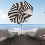 Midtown Umbrellas Wooden 2-9 Feet Outdoor Patio Umbrella, Terylast Black & White Stripes Fabric, Aluminum Frame For Backyard Umbrella, Deck Umbrella, Garden Umbrella & Pool Umbrella - Wooden Pole