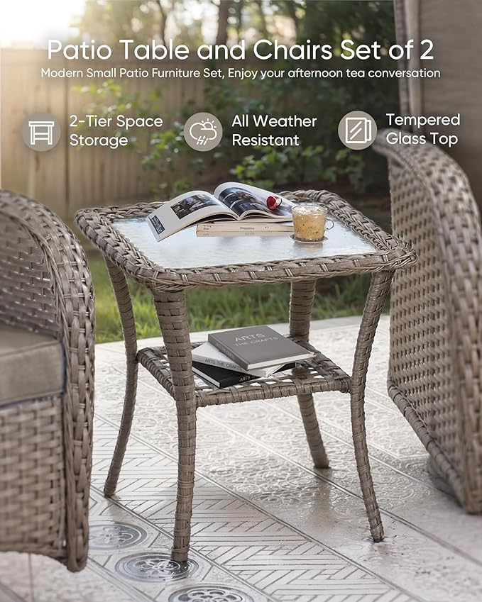 HUMMUH 7 Pieces Wicker Patio Conversation Set Outdoor Glider Loveseat with Patio Swivel Rocking Chairs Outdoor Patio Set for Deck Lawn Porch Balcony Poolside-Grey/Grey