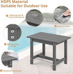 LUE BONA Outdoor Side Table, HDPS Large Size Outdoor Table, Adirondack Side Table, Outside End Table for Patio, Porch,Beach, Garden, Weather Resistant/Easy Maintenance, Dark Gray