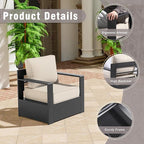 Aluminum Patio Chair - Outdoor Chair with 6" Thick Water-insistant Cushions, All-Weather Use Frame, Removable Cover, Ideal for Garden, Poolside (Beige)