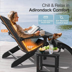 YEFU Adirondack Chairs Set of 6: Outdoor Chair HIPS Plastic Adirondack Chairs - Patio Chairs with Wood Texture - Lawn Fire Pit Deck Porch Garden Chairs for Adults (Black)