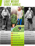 Cordless Weed Wacker, 21V Electric Weed Eater Battery Powered, 3 in 1 Grass Trimmer Cordless with 2 Batteries & Metal Blade, Electric Weed Trimmer/Lawn Edger/Brush Cutter for Yard Garden