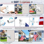 REERON Flag Pole Kit for House, 6 FT Stainless Steel Spinning Flag Pole, 1" Rustproof Porch Flagpole with 360° Tangle Free Metal Flagpole Rings & 2-Position Bracket for Outdoor Sport for 3x5 Flags