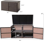 Tangkula Outdoor Wicker Storage Box, Garden Deck Bin with Steel Frame, Rattan Storage Box with Lid, Ideal for Storing Tools, Accessories, 88 Gallon Capacity (Brown)