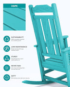 SERWALL Oversized Rocking Chair Set of 2 Outdoor, HDPE Outdoor Rocking Chair Set of 2, Aruba
