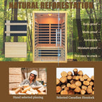 Homsido 2-3 Person Indoor Infrared Sauna, 11 Low EMF Far Infrared Carbon Panel Hemlock Wood Sauna Room Indoor Home Sauna with Tempered Glass Door,Bluetooth Speakers, Chromotherapy Lights(110V, 2100W)
