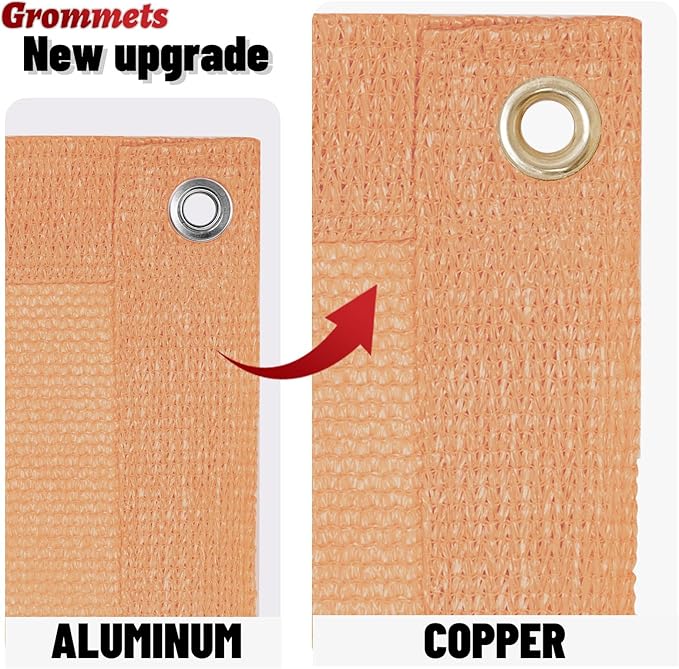SUNNY GUARD Shade Cloth Custom Size 10x19 FT Sun Shade Screen Fabric Shade Cover Tarp with Grommets for Pergola Backyard Garden, Peach Fuzz(We Customized)