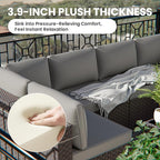 13 Pieces Outdoor Patio Furniture Set with Propane Fire Pit Table Outdoor Furniture Patio Sectional Sofa Conversation Sets w/ETL Approved 43" Gas Outdoor Fire Table & Coffee Table (Grey)