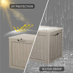 30GAL Brown Outdoor Deck Box with Lock Hole - Waterproof, SGS - Protected from UV, Ideal for Patio and Garden Storage, Can Double as a Comfortable Seat, Easy to Assemble