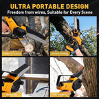 Mini Cordless Chainsaw for Dewalt Battery 20V MAX, 8" & 6" 2-IN-1 400W Electric Brushless Chainsaw with 3000mAh Batteries & Auto Oiler Hand Saw for Wood Cutting, Tree Trimming