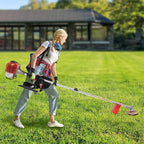 26cc Gas Weed Wacker, 2-Stroke Weed Eater, 2T Cutting Blade 8500r/min 650W 33.8 Oz Fuel Tank Power Single-Cylinder Air-Cooled Side-Mounted Engine Pole Saw String Trimmer W/Oil Pot, Goggles