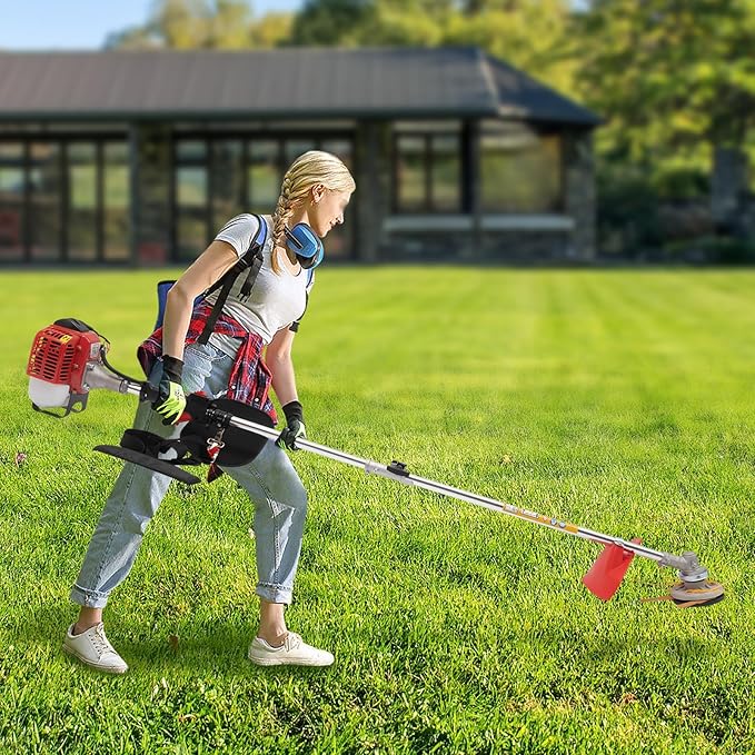 Weed Trimmer/Grass Cutter/Lawn Edger, 26CC 0.65KW 8500r Single Cylinder Air Cooled 2-Cycle Gasoline Engine with 2 Blade Heads, Handle & Shoulder Strap