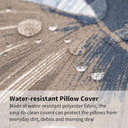 2 Pack Outdoor Throw Pillows 21x15 Inch Water-Resistant Decorative Pillow Cushions with Insert for Patio Garden Porch, Blue Leaves