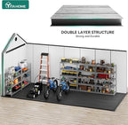 YITAHOME 8x16 FT Outdoor Storage Shed with Floor, Waterproof Plastic Garden Shed with Lockable Doors, 2 Vents & 3 Windows, 875 cu. ft. Resin Shed for Tools, Bikes, Patio or Backyard, Gray