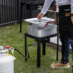 58,000 BTU Outdoor Fish Fryer with Baskets and Lid, 18 Qt. Propane Deep Fryer and 2 Inner Baskets, Ideal for Frying Fish, Chicken Wings, French Fries