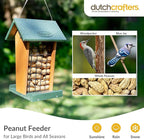 DutchCrafters Plastic Poly Hanging Whole Peanut Bird Feeder for Large Birds, Woodpeckers, Crows, Blue Jays for Outdoor, Garden, Yard - USA Amish Made (Black & Weatherwood)