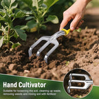 Garden Tool Set, 3 Pack Aluminum Heavy Gardening Kit Including Hand Shovel, Transplant Shovel and Hand Rake for Planting, Digging, Weeding