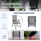 PHI VILLA 7 Piece Outdoor Dining Set with Umbrella, Patio Dining Set with Outdoor Table and Chairs Set, Ajustable Grey Folding Patio Chairs (No Assemble)