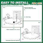 Pool Fountain Waterfall Spillway with Wider Water Flow Platform, Stainless Steel Waterfall with Pipe Connector Kits, Water Feature Spillway for Garden Decor, Patio, Ponds, 11.8"x11.8"x3.9