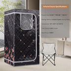 Smartmak Portable Far Infrared Sauna, Full Size Indoor Sauna Tent, Personal Infrared Sauna Spa for Home, with Heated Footpad and Reinforced Chair (Gray, 33.88" x 33.88" x 66.59")