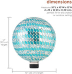 Alpine Corporation 10" Diameter Indoor/Outdoor Glass Mosaic Gazing Globe Yard Decoration, Blue Mosaic Petals Design