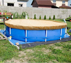 ECOOPTS Round Pool Cover for Above Ground Pools, Swimming Pool Cover Protector Winter Safety Cover (12 ft, Beige)