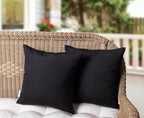 RSH DECOR: Square Throw Pillows Set of 4 | 17” x 17” | All-Weather Spun Fabric | Water and Fade-Resistant | Outdoor Accent Pillows for Patio Furniture | Black