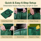 3-Pack 72 Gallon Self-Standing Yard Waste Bags with Cowhide Gloves — Heavy-Duty 150 GSM Woven PE, Double-Layer Reinforced Bottom, Four Handles, Reusable Leaf Bags for Lawn & Garden