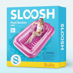 SLOOSH Inflatable Tanning Pool Lounger Float, 70" x 46" Pool Floats Adult with Pillow, 4 in 1 Suntan Tub Raft Floatie,Sunbathing Bed Lounge for Water Blow Up Kids Ball Pit Party Gifts, L-Pink