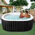 Inflatable Hot Tub with Side Table, 2 Person Oval Blow Up Portable Hot Tub, Leak-Proof PVC Outdoor Spa with 100 Strong Bubble Jets, Heater Pump and Insulated Cover, 75” X 47”X 25”