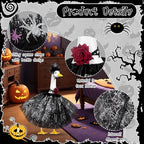 Halloween Porch Goose Outfits and Goose Clothes Fits 23" Plastic Cement Statues, Black Goose Outfit Costume with Rose Necklace for Outdoor Patio Yard Lawn Party