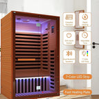 Infrared Sauna 2 Person,Far Infrared Home Sauna Room,1950W Light Therapy Lamp Dry Sauna for Home, Canadian Hemlock Indoor Sauna Spa with Oxygen Bar,Wooden Infrared Light Sauna