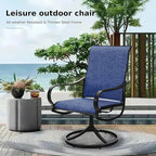 MFSTUDIO Outdoor Swivel Patio Dining Chairs Set of 4, High Back Breathable Textilene Patio Chairs for Balcony, Backyad, Deck, Garden (Navy Fabric,Black Frame)
