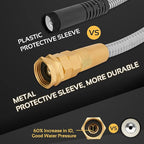 Garden Hose Metal - 75ft Heavy Duty Stainless Steel Water Hose with 8 Function Sprayer & Metal Fittings, Flexible, Lightweight, No Kink, Puncture Proof Hose for Yard, Outdoors, Rv