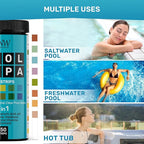 Pool Test Strips 8-in-1, 150 Quick and Accurate Pool and Hot Tub Test Strips - Pool Water Testing Kit for Chlorine, Bromine, pH, Hardness, More - All in 1 Swimming Pool Test Strips by JNW