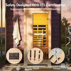 Infrared Sauna at Home 1 Person with 7 Color Therapy, Low EMF 1745W Fast Heating Canadian Hemlock Wood Sauna, Indoor Dry Sauna with Bluetooth Speakers for Home, Gym (3Lx3.3Wx6.3H Ft)