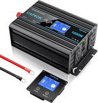 1000W Pure Sine Wave Inverter DC 12V AC 120V Double LCD Screen Remote Control Power Inverter 30W USB-C 4AC Outlets for RV, Home, Solar System CAPTOK