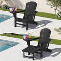 KINGYES Adjustable Folding Adirondack Chair with Footrest & 4-in-1 Multi-Functional Armrest Organizer, HDPE Foldable Reclining Adirondack Chair with Pull-Out Ottoman, Black